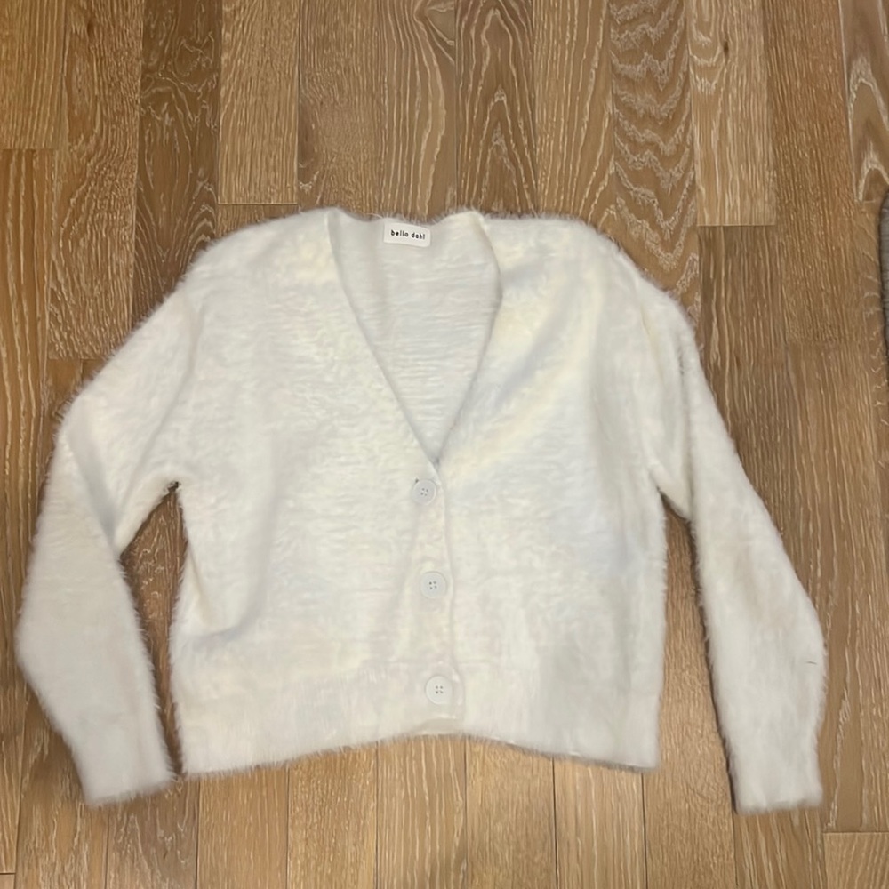 Bella Dahl White Fuzzy Cardigan